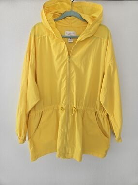 Yellow Hooded Windbreaker Jacket Vintage Express 90s Size Large